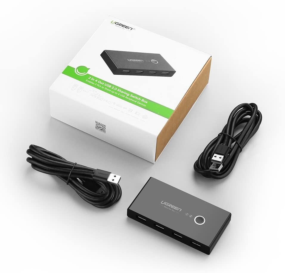 UGREEN USB 2.0 Sharing Switch, 2 Computers 4 Port USB Peripheral Switcher Adapte